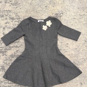Milly Minis Gray Dress with Cream Floral Details